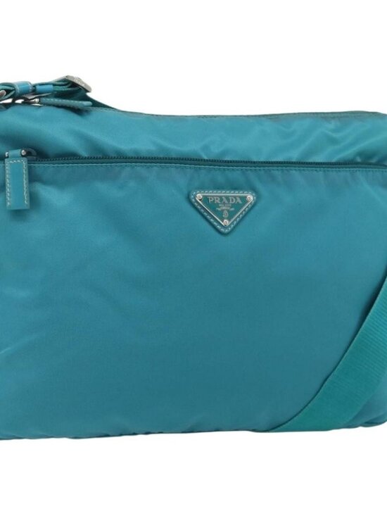 Prada Handbags - PRADA Shoulder Bag Nylon Turquoise Blue Silver Auth 177218A